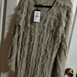 Chaser Beige Textured Sweater Dress